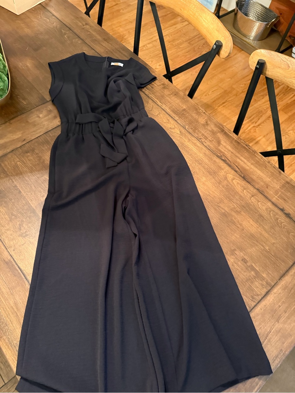 Calvin Klein Black Sleeveless Wide-Leg Jumpsuit with Tie Waist
